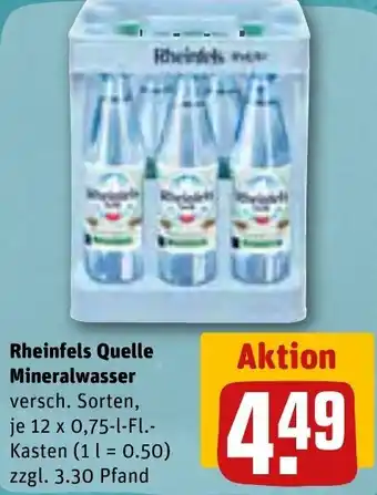 REWE Rheinfels Quelle Mineralwasser 12 x 0,75-l-FL.-Kasten Angebot