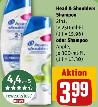 REWE Head & Shoulders Shampoo 2in1, 250 ml oder Shampoo Apple 300 ml Angebot