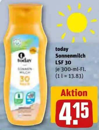 REWE today Sonnenmilch LSF 30, 300 ml Fl. Angebot