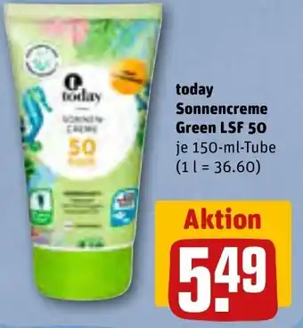 REWE today Sonnencreme Green LSF 50,150-ml-Tube Angebot