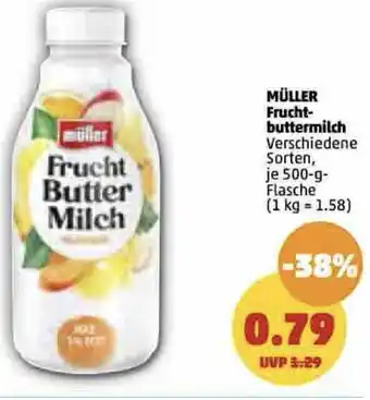 PENNY MÜLLER Frucht-buttermilch je 500-g-Flasche Angebot