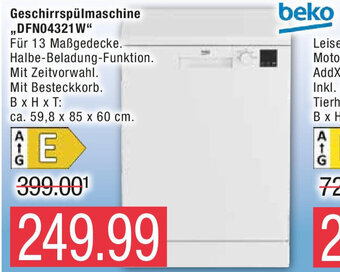 Marktkauf beko Geschirrspülmaschine ,,DFN04321W" Angebot