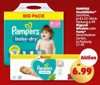 PENNY PAMPERS Feuchttücher*  je 8 x 52-Stück-Packung Bigpack Windeln oder Pants* Angebot