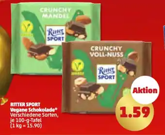 PENNY RITTER SPORT Vegane Schokolade* je 100-g-Tafel Angebot