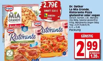 Elli Markt Dr Oetker La Mia Grande, Ristorante Pizza glutenfrei oder vegan Angebot