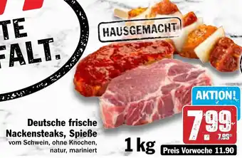 Hit Deutsche frische Nackensteaks, Spieße 1kg Angebot