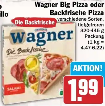 Hit Wagner Big Pizza oder Backfrische Pizza 320-445 g Packung Angebot