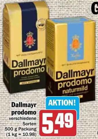 Hit Dallmayr prodomo 500 g Packung Angebot