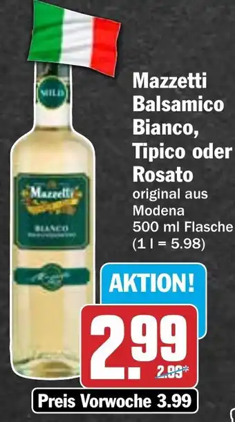 Hit Mazzetti Balsamico Bianco, Tipico oder Rosato 500 ml Flasche Angebot