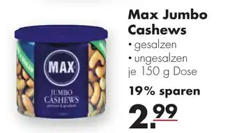 Handelshof Max Jumbo Cashews 150g Angebot