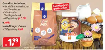 Pfennigpfeiffer Grundbackmischung oder Nutella Nuss Nougat Creme 750g Angebot