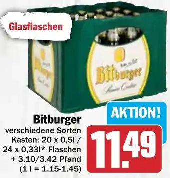 Hit Bitburger 20x0,5 L/24x0,33 L Flaschen Angebot