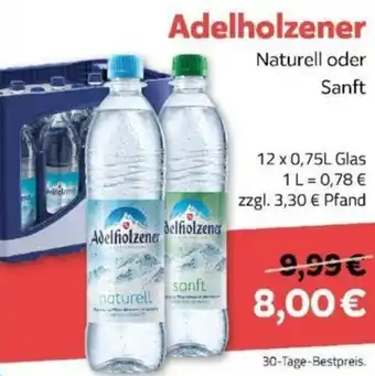 Getränkeland Adelholzener Naturell oder Sanft 12 x 0,75L Glas Angebot