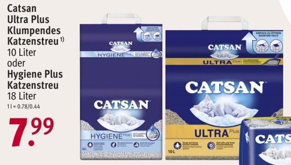 Catsan Ultra Plus Klumpendes Katzenstreu 10 L oder Hygiene Plus