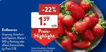 Aldi Süd Erdbeeren 500 g Packung Angebot