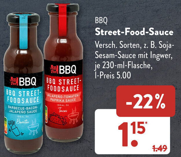 BBQ StreetFoodSauce 230 ml Flasche Angebot bei Aldi Süd