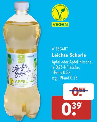 Aldi Süd WIESGART Leichte Schorle 0,75 L Flasche Angebot