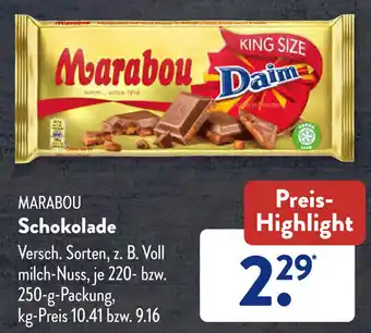 Aldi Süd MARABOU Schokolade 220-250 g Packung Angebot