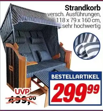 CENTERSHOP Strandkorb 118 x 79 x 160 cm Angebot