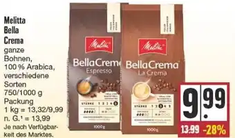 Edeka Melitta Bella Crema 750/1000 g Packung Angebot