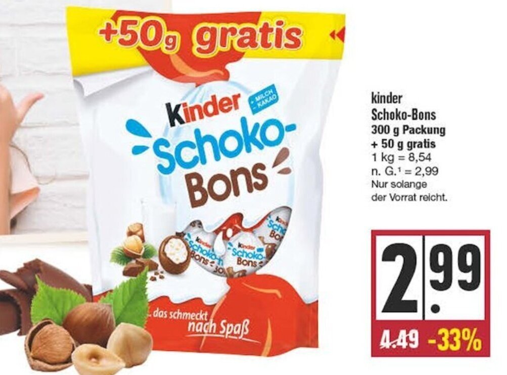 Kinder SchokoBons 300 g Angebot bei Edeka