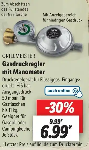 Lidl GRILLMEISTER Gasdruckregler mit Manometer Angebot