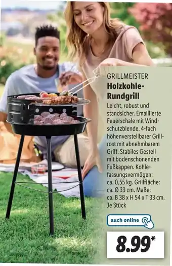 Lidl GRILLMEISTER Holzkohle- Rundgrill Angebot