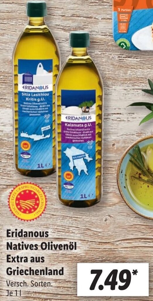 Eridanous Natives Olivenöl Natives Olivenöl Extra aus Griechenland Angebot bei Lidl