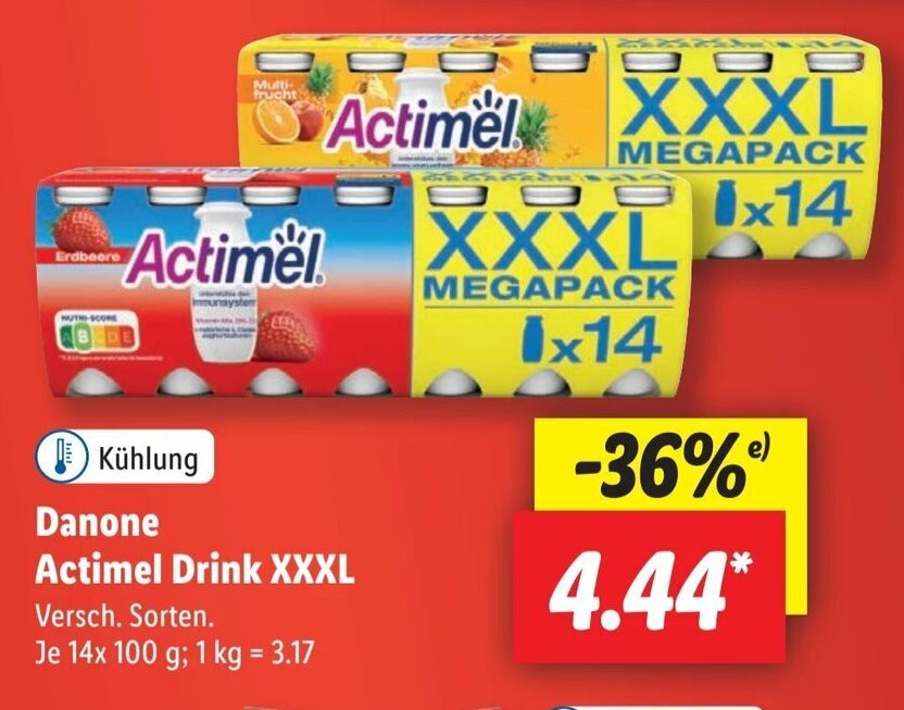 Danone Actimel Drink XXXL 14x100g Angebot bei Lidl