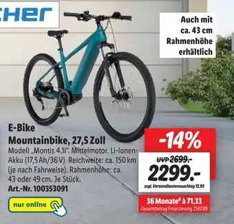 Lidl E-Bike Mountainbike, 27,5 Zoll Angebot