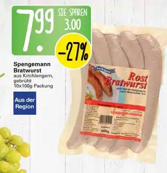 WEZ Spengemann Bratwurst 10x100g Angebot