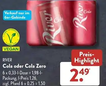 Aldi Süd Cola oder Cola Zero 6x0,33l Angebot