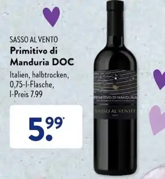 Aldi Süd PRIMITIVO DI MANDURIA DOC 0,75l Flasche Angebot