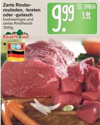 WEZ Zarte Rinderrouladen, braten oder gulasch 1000g Angebot