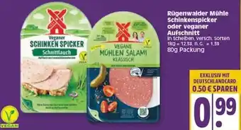 Edeka Rügenwalder Mühle Schinkenspicker oder veganer Aufschnitt 80g Packung Angebot