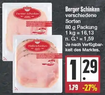 Edeka Berger Schinken 80 g Packung Angebot