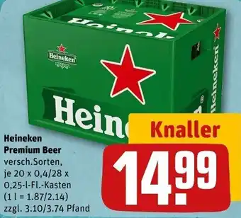 REWE Heineken Premium Beer 20x0,4/28x,025 L-Fl. Kasten Angebot