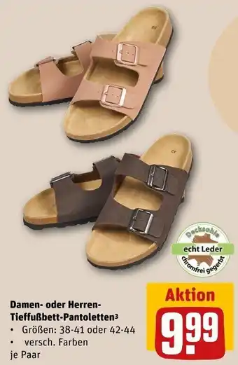 REWE Damen- oder Herren- Tieffußbett-Pantoletten Angebot