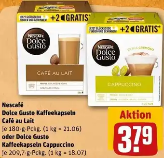 REWE Nescafé Dolce Gusto Kaffeekapseln Café au Lait 180 g oder Dolce Gusto Kaffeekapseln Cappuccino 209,7-g-Pckg. Angebot