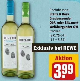 REWE Steitz & Beck Grauburgunder QbA oder Silvaner/ Weißburgunder QW 0,75 L-Fl. Angebot