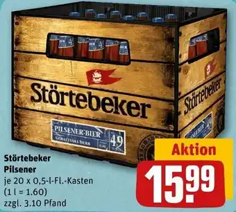 REWE Störtebeker Pilsener 20 x 0,5-l-Fl.-Kasten Angebot