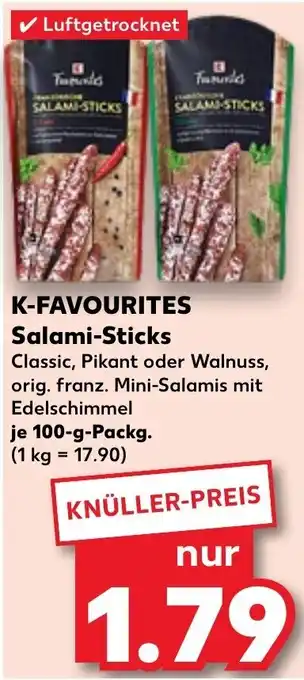 Kaufland K-FAVOURITES Salami-Sticks 100 g Packg. Angebot