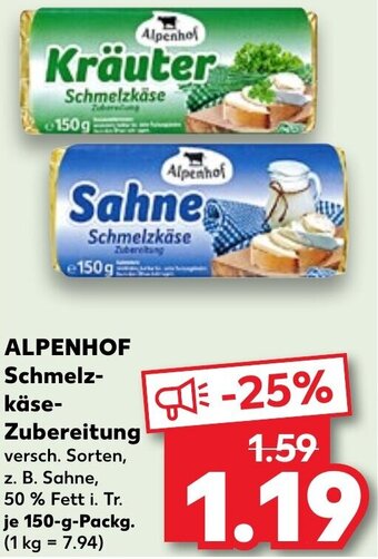 Kaufland ALPENHOF Schmelzkäse Zubereitung 150 g Packg. Angebot