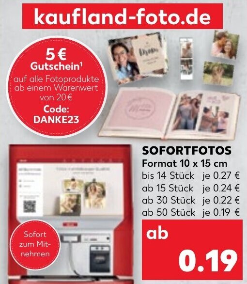 SOFORTFOTOS Format 10 x 15 cm Angebot bei Kaufland