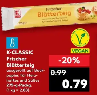 Kaufland K-CLASSIC Frischer Blätterteig 275 g Packg. Angebot