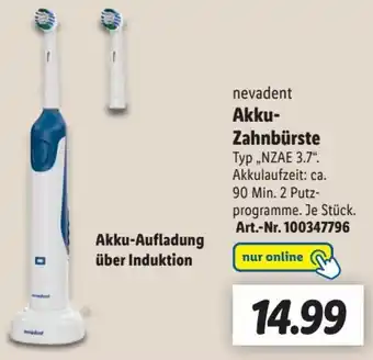 Lidl nevadent Akku-Zahnbürste ,,NZAE 3.7" Angebot