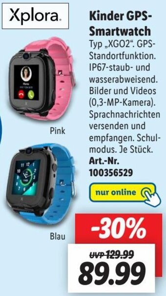 Lidl Xplora Kinder GPS-Smartwatch XGO2 Angebot