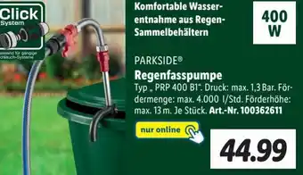 Lidl PARKSIDEⓇ Regenfasspumpe PRP 400 B1 Angebot