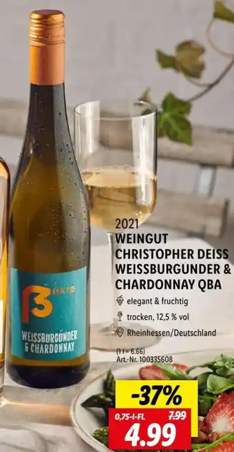 Lidl 2021 WEINGUT CHRISTOPHER DEISS WEISSBURGUNDER & CHARDONNAY QBA 0,75 L-Fl. Angebot