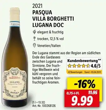 Lidl 2021 PASQUA VILLA BORGHETTI LUGANA DOC 0,75 L-Fl. Angebot